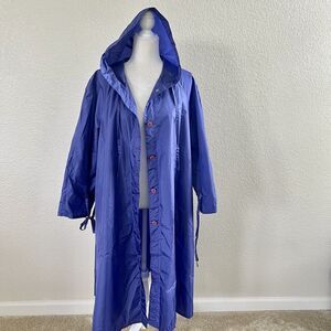Vintage 60’s Anne-Gee Purple Rain Coat Women's 13/14 Pockets Button Up Nylon
